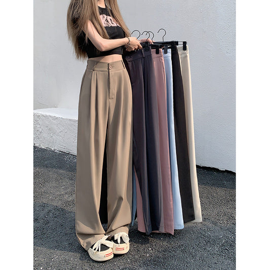 Wholesale 2025 Black Suit Pants Elastic Waist Slim Casual Pants Summer Loose Wide Leg Pants High Waist Drape Pants