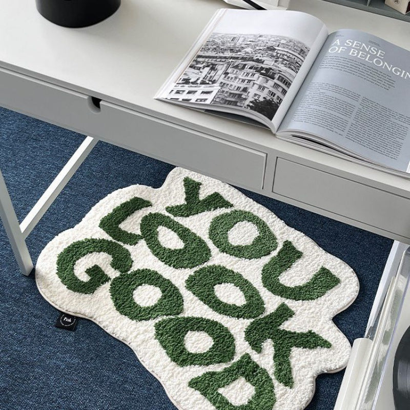 Cross-border Absorbent Non-slip Letter Cashmere Simple Home Decoration Indoor Carpet Floor Mat Bedside Bedroom Room Blanket