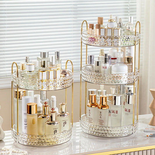 Three-Layer Rotating Storage Rack Large Cosmetics Storage Box Large Capacity Multi-Layer Bathroom Storage Rack Removable