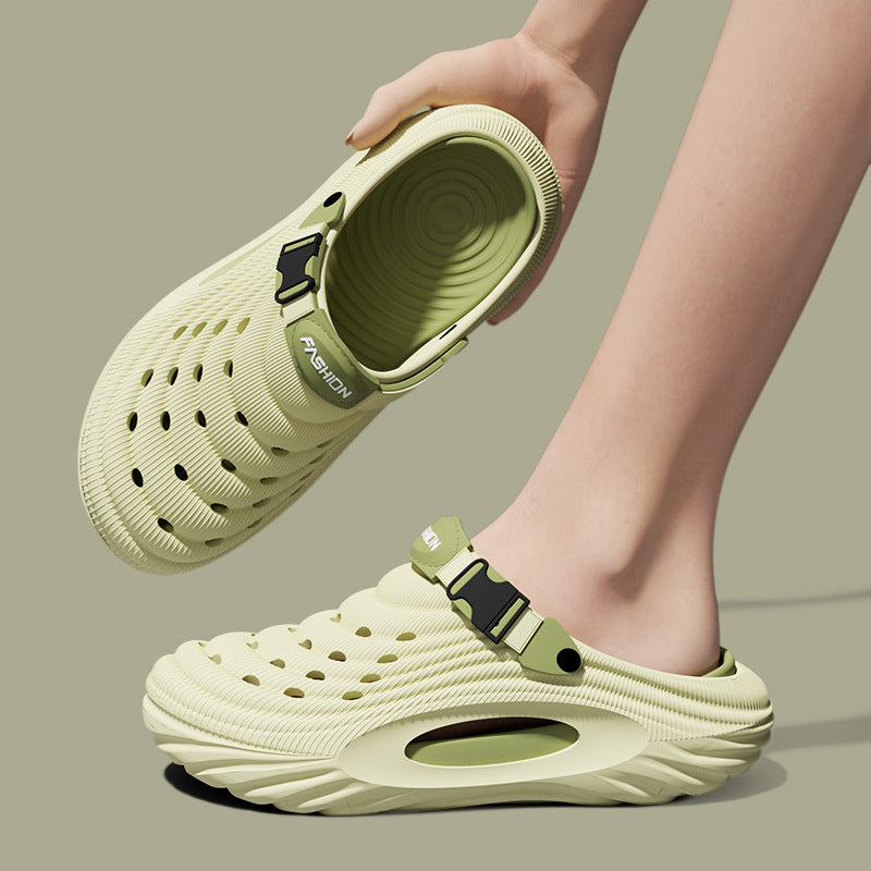 Cross-border Garden Shoes Men's Cave Shoes Summer Outer Wear Baotou Drag Shit Sense Driving Casual Platform Beach Sandals