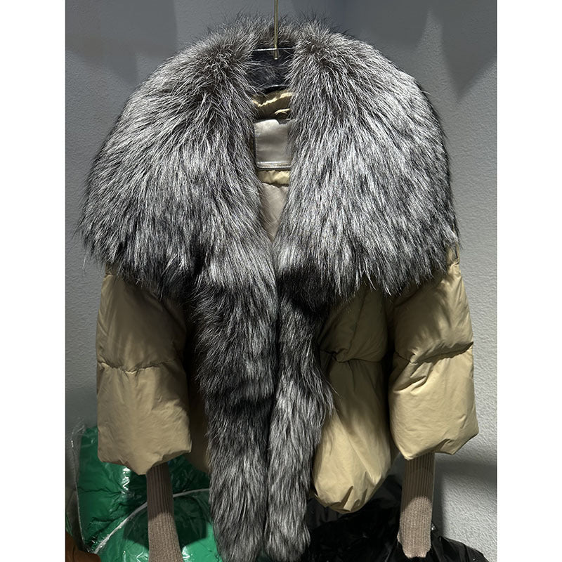 Cross-border E-commerce Popular Winter New White Duck Down Jacket Niche Design Women's Coat Short Fur Women's Coat