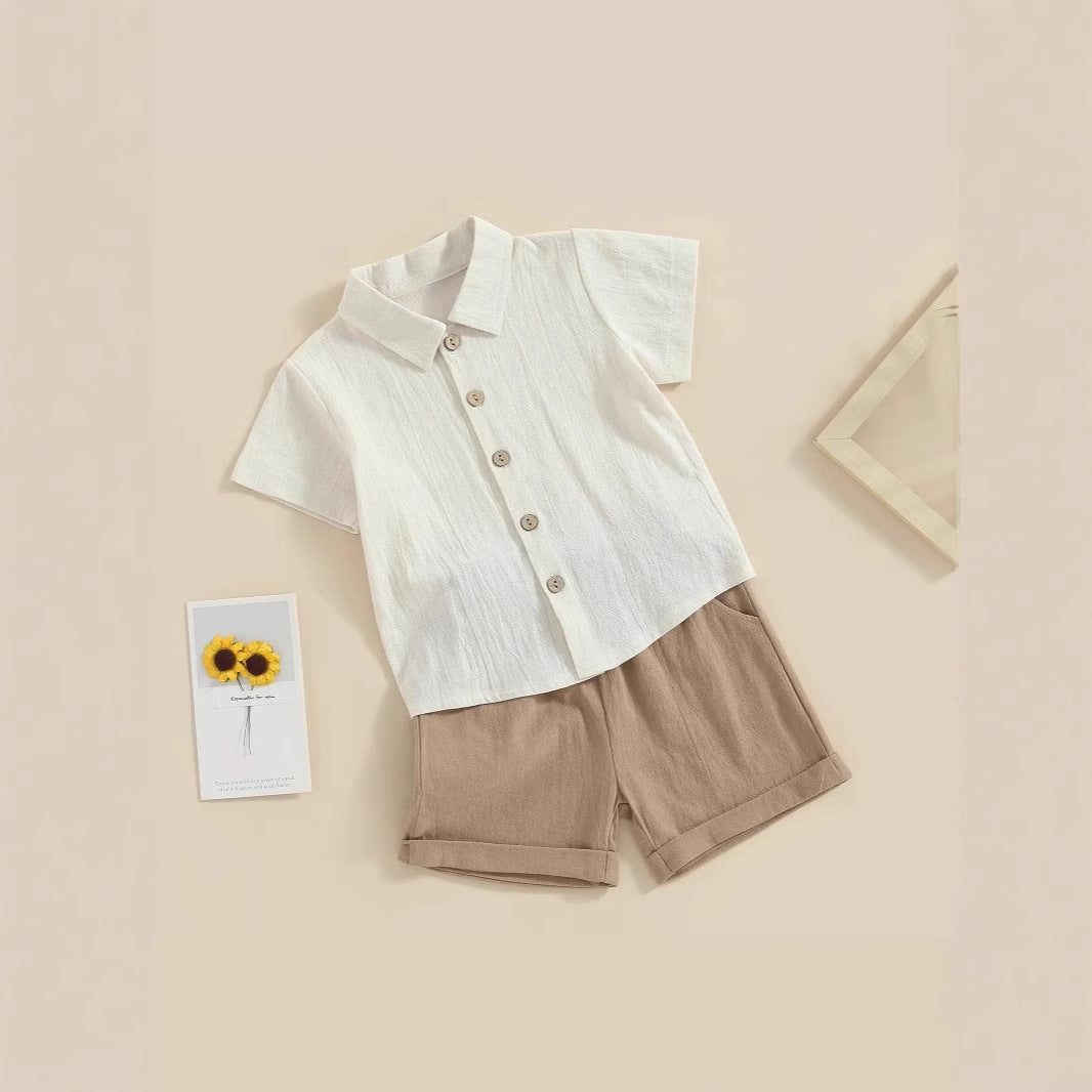 Baby Clothes Class A Summer Boys One-Year-Old Split Suit Cute Summer Top 0-150.00g Piece Set Summer Thin Guofeng