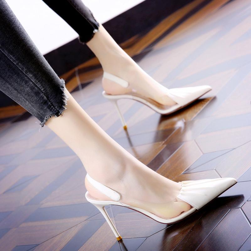 Pointed Toe Women's Sandals High Heels Stiletto Shoes French Style 2025 Summer New Fairy Style Fashion Transparent Shallow Mouth
