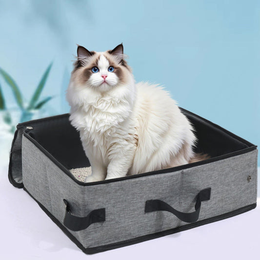 Portable Travel Cat Litter Box Foreign Trade New Foldable Convenient Cat Supplies Wholesale Oxford Cloth Mobile Cat Toilet