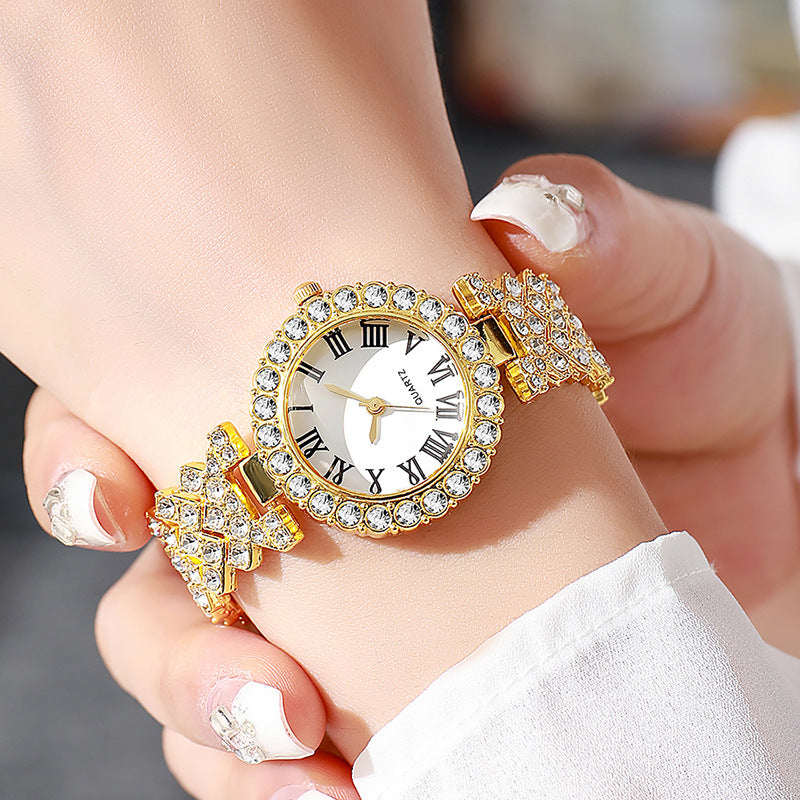 Foreign Trade Explosions Fashion Roman Pattern Diamond Women's Watch Women's Watch Quartz Watch Bracelet Women's Watch Manufacturers In Stock