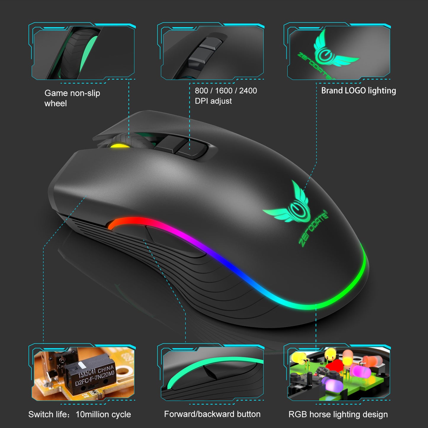 Factory Direct Wireless Gaming Mouse Type-c Charging Interface RGB Luminous Bluetooth Mouse Cross-border Wholesale