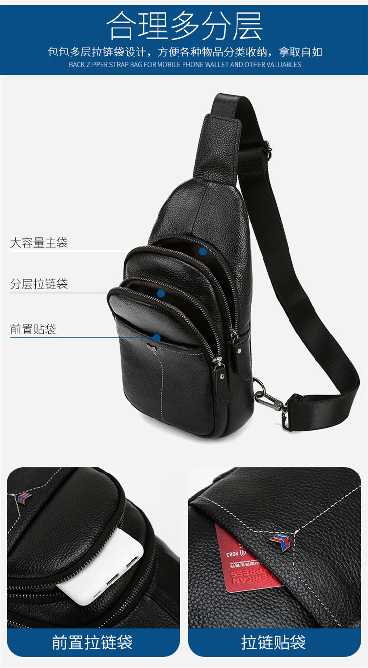 Bags New Casual Men's Leather Bag Chest Bag Top Layer Cowhide Source Wholesale Crossbody Bag Men's Retro Shoulder Bag