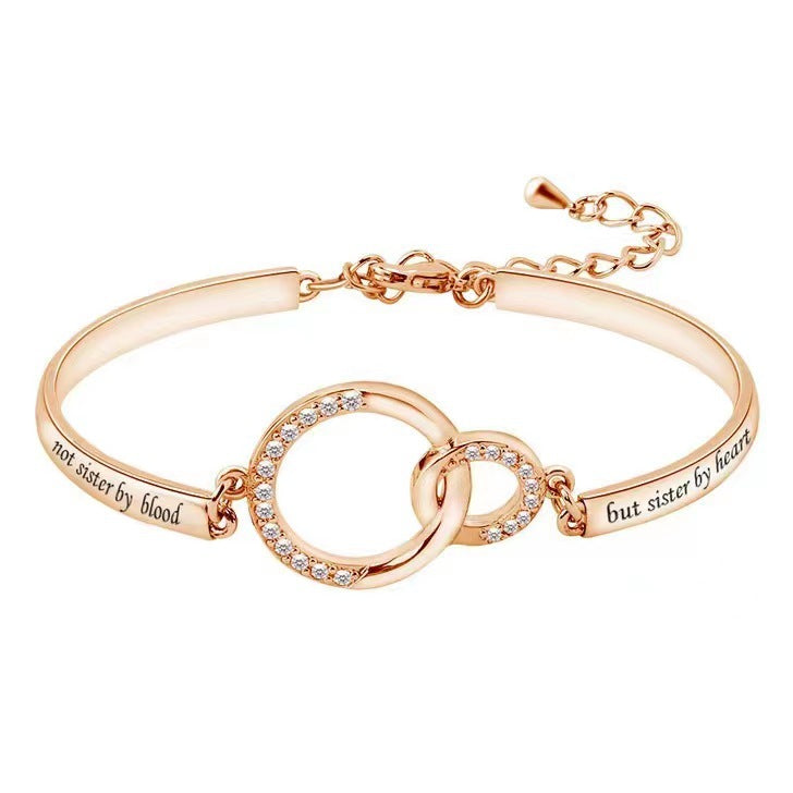 Cross-border Europe And The United States New Jewelry Simple Diamond Peach Heart Bracelet Good Sisters Girlfriends Bracelet Women Gift Manufacturers Wholesale