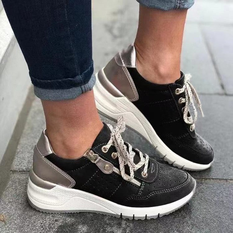 2023 New Independent Station Wholesale Casual Women's Shoes Sneaker Lace-up Burning Thick Bottom Plus Size Single-layer Shoes Factory Direct Supply