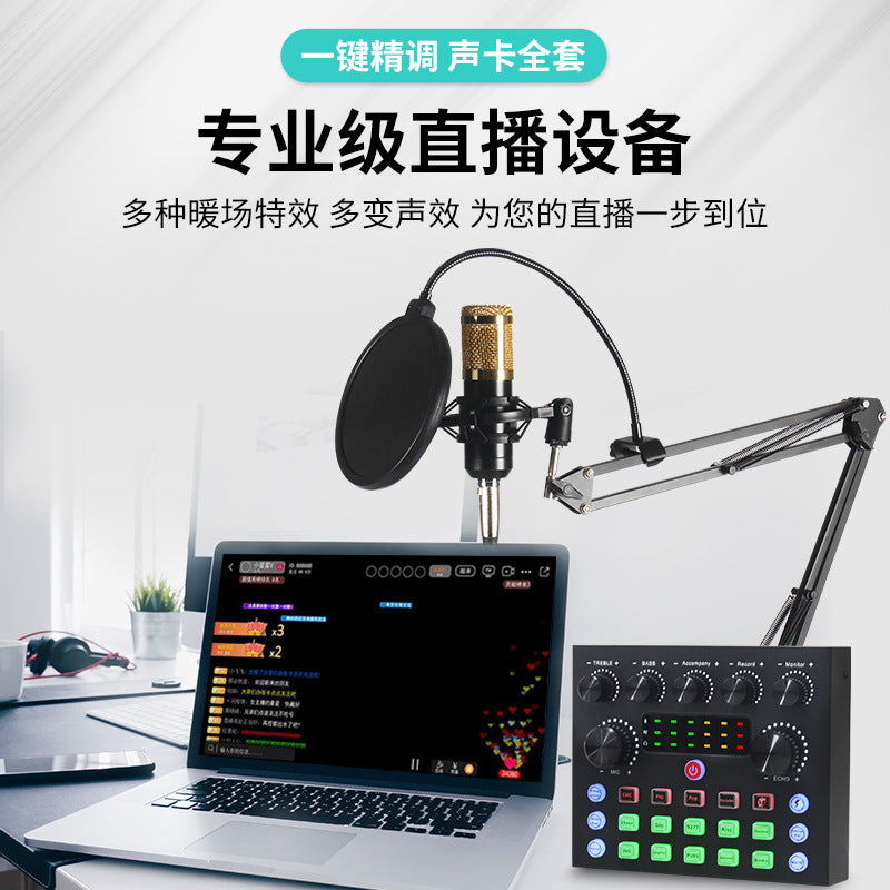 Cross-Border Direct Supply V8S-Bm800 Live Broadcast Sound Card Set English Export Model Compatible With Multiple Foreign Live Broadcast Platforms