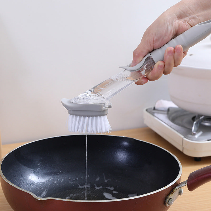 Cross-border Kitchen Long Handle Hydraulic Washing Pot Brush Automatic Liquid Adding Brush Pot Artifact Cleaning Brush Non-stick Oil Brush Dishwashing Brush