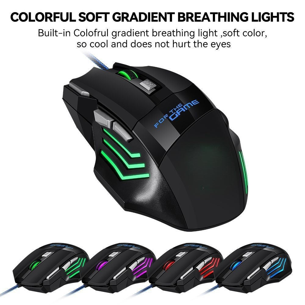 Cross-border Factory In Stock Wholesale G6 Wired Game Mouse 7-button Colorful Breathing Light-emitting Chicken E-sports Mouse