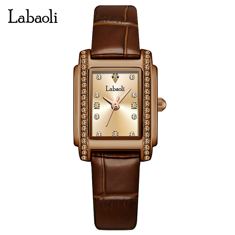 Laboli Live Broadcast Women's Watch Niche Square Women's Watch Waterproof Quartz Watch Light Luxury Belt Watch Wholesale