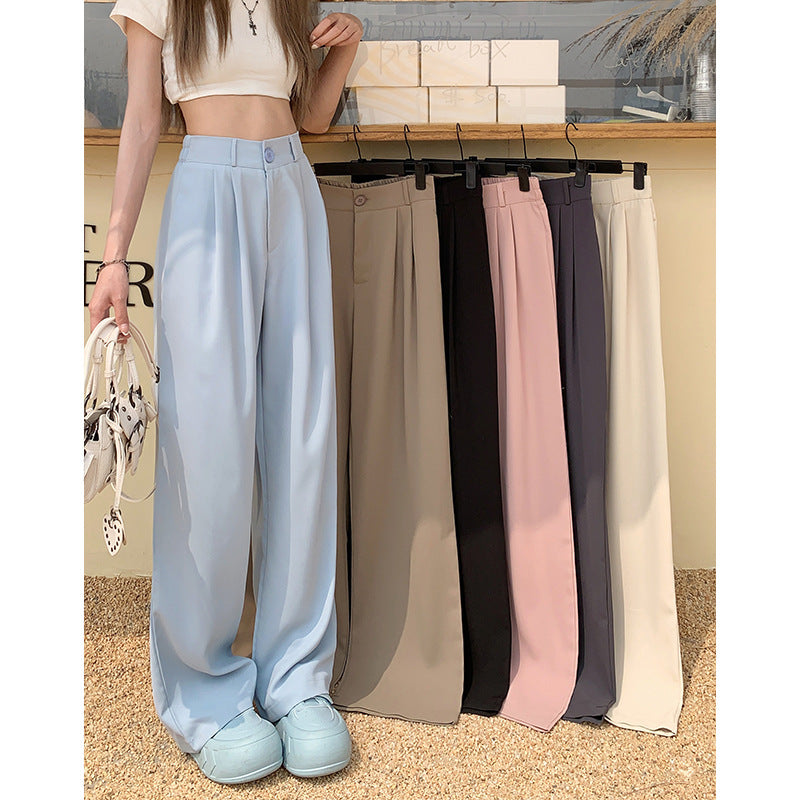 Wholesale 2025 Black Suit Pants Elastic Waist Slim Casual Pants Summer Loose Wide Leg Pants High Waist Drape Pants