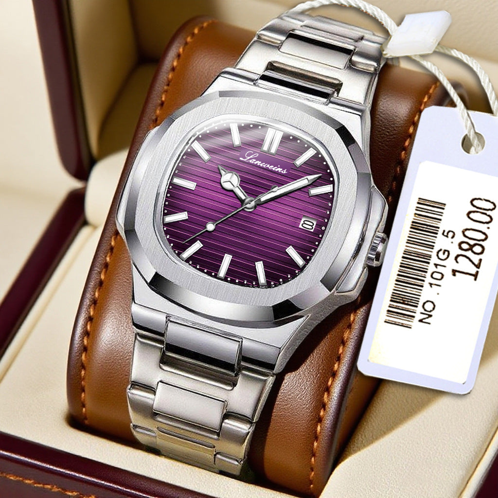 New Steel Band Parrot Quartz Watch Men's Watch Wholesale Watch Cross-Border Luminous Calendar Steel Band Watch