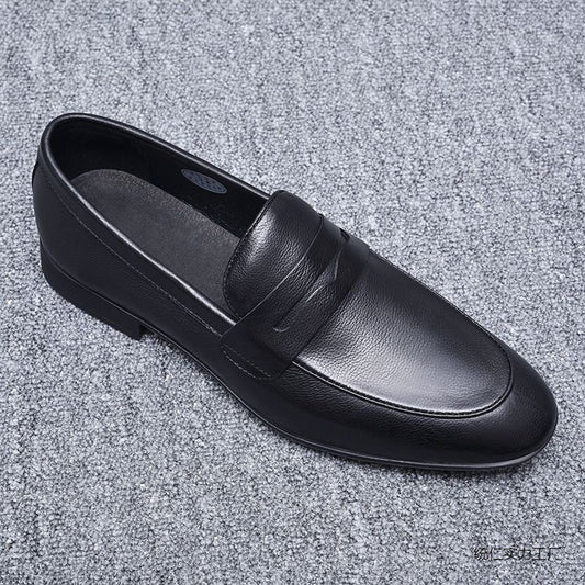 Spring And Summer New Fashion All-match Beans Shoes Slip-on Loafers Casual Fashion Men's Leather Shoes Breathable Dad Shoes