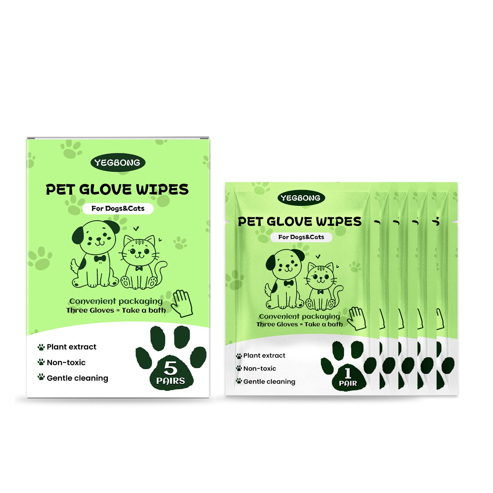 Yegbong Pet Cleaning Disposable Gloves No Bath Cleaning Gloves For Cleaning Cat And Dog Dirt And Odor