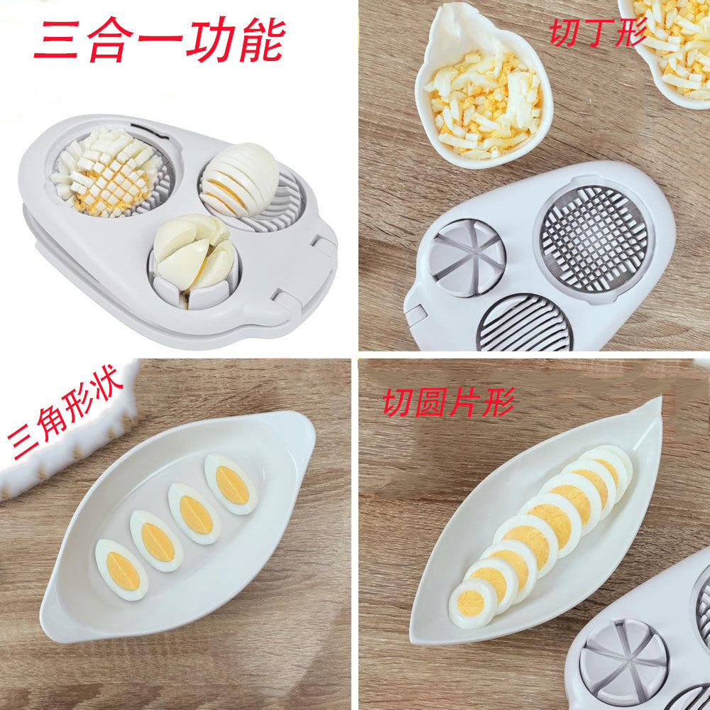 Egg Cutter Egg Slicer Three-in-One Multifunctional Egg Cutter Multifunctional Manual Stainless Steel Egg Cutter