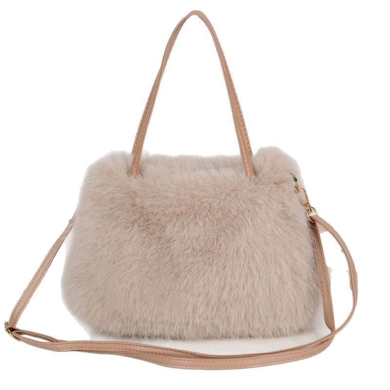 Fashion Fluffy Bag Autumn And Winter Portable Long Hair Bag Western Style Cute New Bag Crossbody Bag Shoulder Fluffy Bag