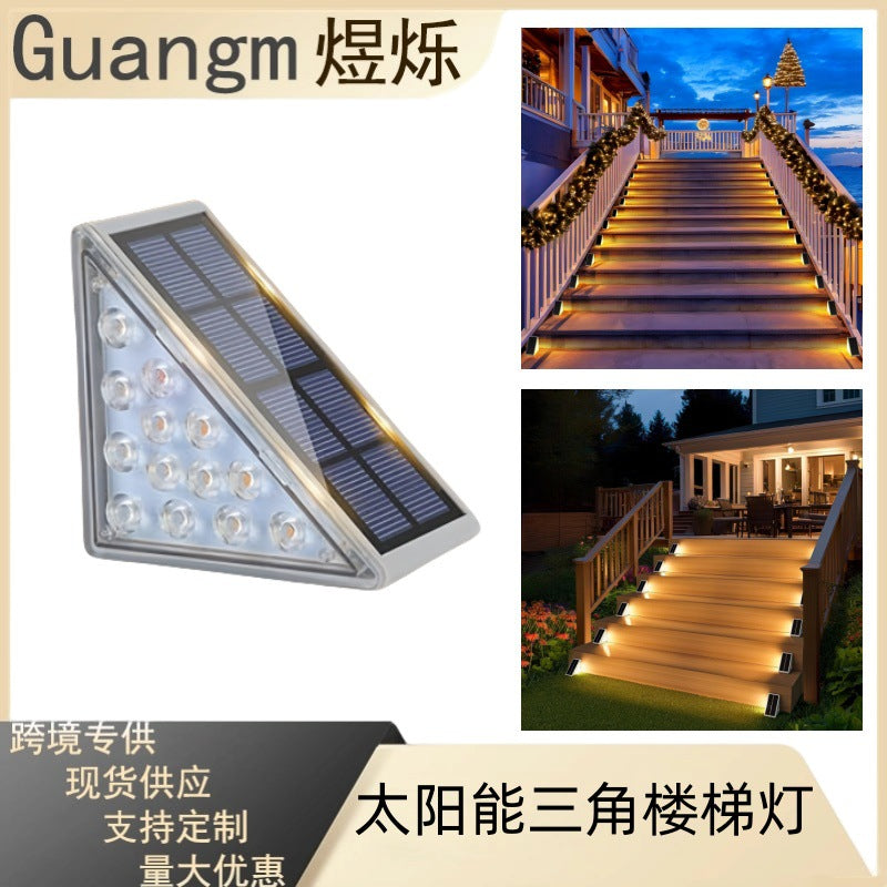 New Outdoor Triangular Stair Light Lighting Anti-Theft Solar Step Light Atmosphere Highlight Decorative Trail Lighting