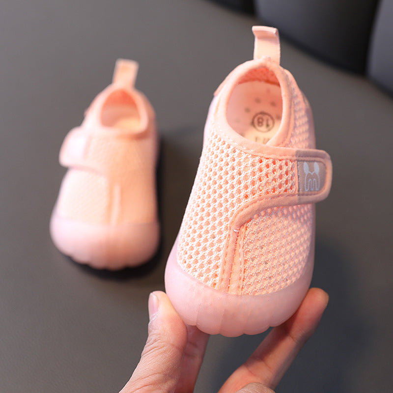 Dropshipping Baby Boy Spring And Summer Mesh Shoes Soft Sole Toe Cap Breathable Baby Toddler Shoes Velcro Girls Sneakers