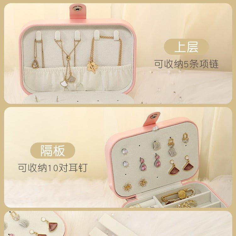 New Jewelry Box Jewelry Earrings Ring Necklace Jewelry Storage Box High-End Exquisite Portable Storage Box Wholesale