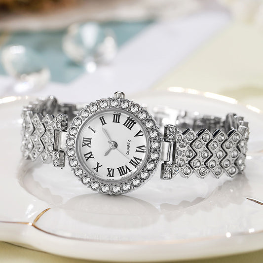 Foreign Trade Explosions Fashion Roman Pattern Diamond Women's Watch Women's Watch Quartz Watch Bracelet Women's Watch Manufacturers In Stock