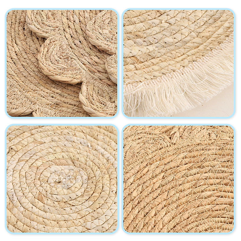 Rattan Heat Insulation Mat Coaster Desktop Heat Insulation Protection Mat Wool Woven Placemat Desktop Decoration Coaster Corn Leather Mat