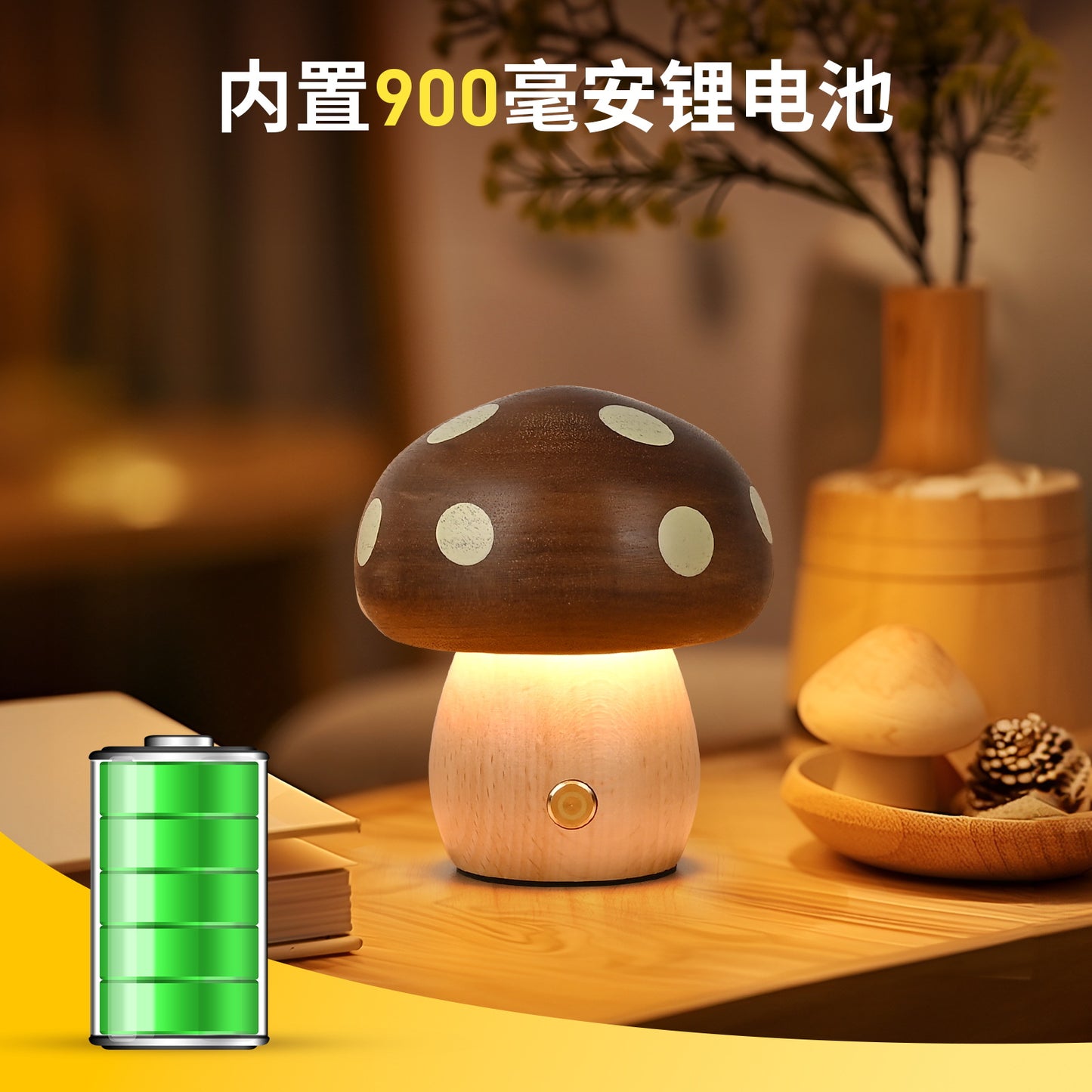 Creative Ins Solid Wood Mushroom Night Light Atmosphere Lamp Bedside Lamp Ornaments Beech Children LED Table Lamp Girls Gift