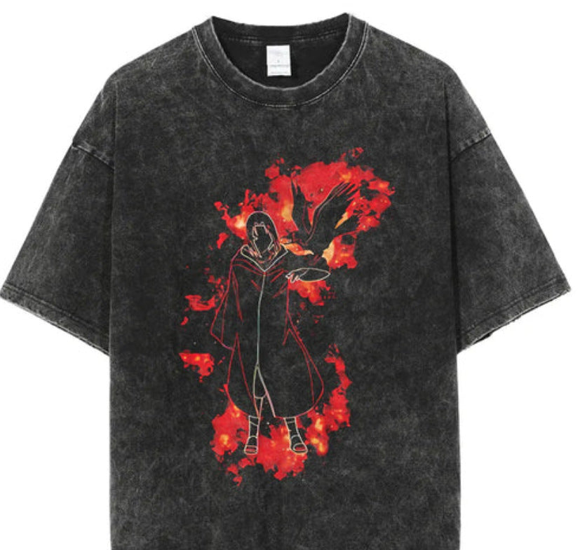 Washed Vintage T-Shirt Street Hip Hop Anime Dragon Ball Cartoon Printed Graphic Casual Cotton Summer Short Sleeve Street Tide