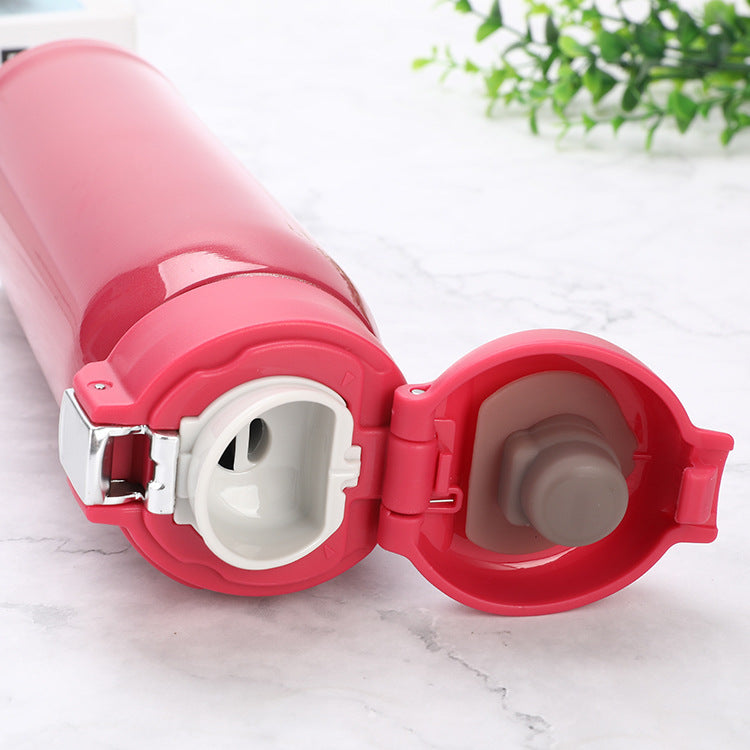 304 Stainless Steel Vacuum Thermos Cup Side Sliding Lock Snap Cover Water Cup Net Red Car Portable Gift Cup Wholesale