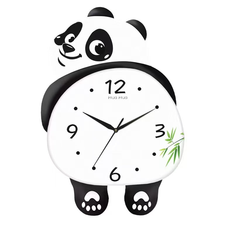 Internet Celebrity Panda Wall Clock Modern Home Living Room Wall Clock Creative Restaurant Cute Decorative Wall Clock Swing Wall Watch