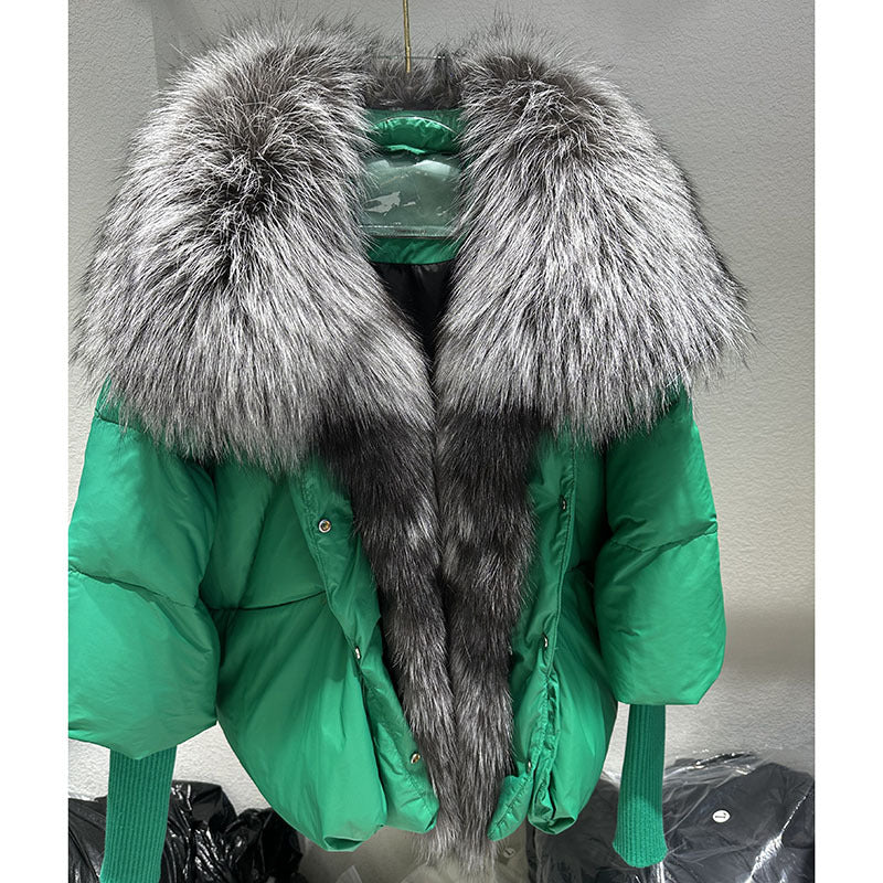 Cross-border E-commerce Popular Winter New White Duck Down Jacket Niche Design Women's Coat Short Fur Women's Coat