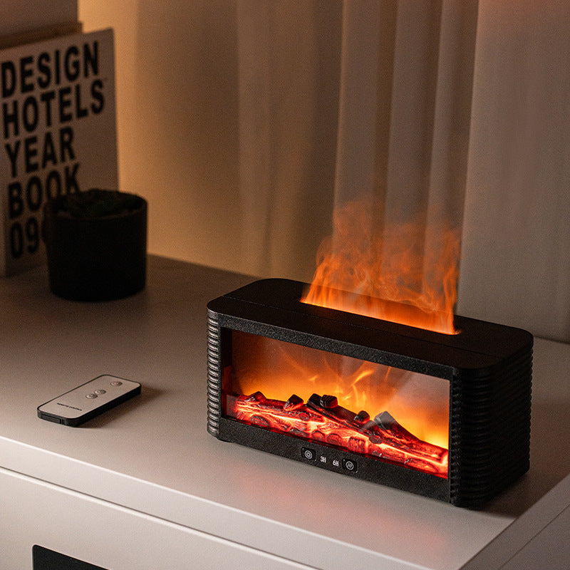 25 Years Of New Simulation Flame Fireplace Aromatherapy Machine Home Desktop Remote Control 5V Humidifier Colorful Lights Cross-border