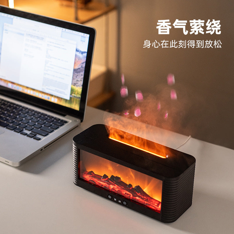 25 Years Of New Simulation Flame Fireplace Aromatherapy Machine Home Desktop Remote Control 5V Humidifier Colorful Lights Cross-border