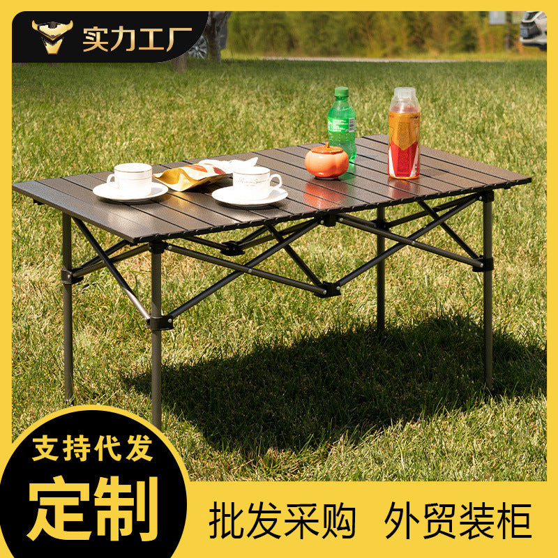 Wholesale Outdoor Folding Table Metal Egg Roll Table Portable Camping Picnic Table Stall Table Camping BBQ Self-driving Tour