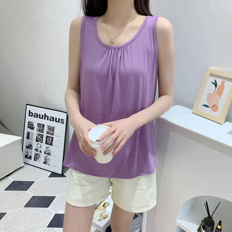 Modal Vest Summer Women's Sleeveless Thin Western Style All-match Outer Wear Large Size Loose Slimming Top Trendy Base Shirt