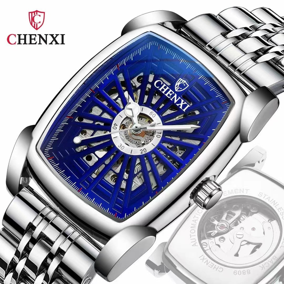 CHENXI Waterproof Men's New Creative Mechanical Watch Barrel-shaped Automatic Hollow Mechanical Watch Supply 8809