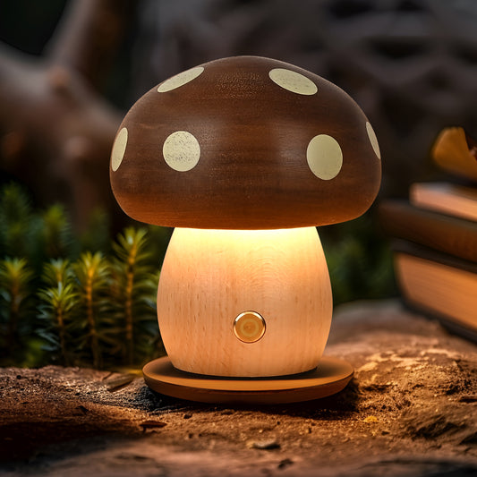 Creative Ins Solid Wood Mushroom Night Light Atmosphere Lamp Bedside Lamp Ornaments Beech Children LED Table Lamp Girls Gift