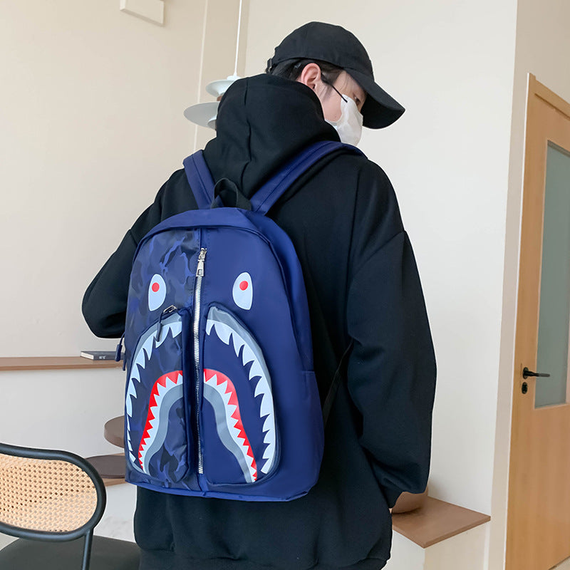 2024 New Shark School Bag Personalized Graffiti Student Backpack Men's And Women's Fashion Trend Backpack
