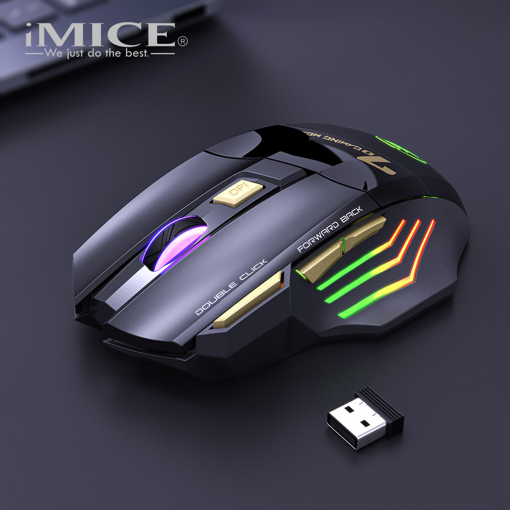 7-button Double-click-free 2.4G Silent RGB Light Wireless Gaming Mouse ( Rechargeable )