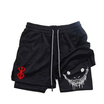 Cross-Border Export Manufacturer Shorts Anime Series Printed Double-Layer Fitness Sports 2025 Spring New Casual Pants