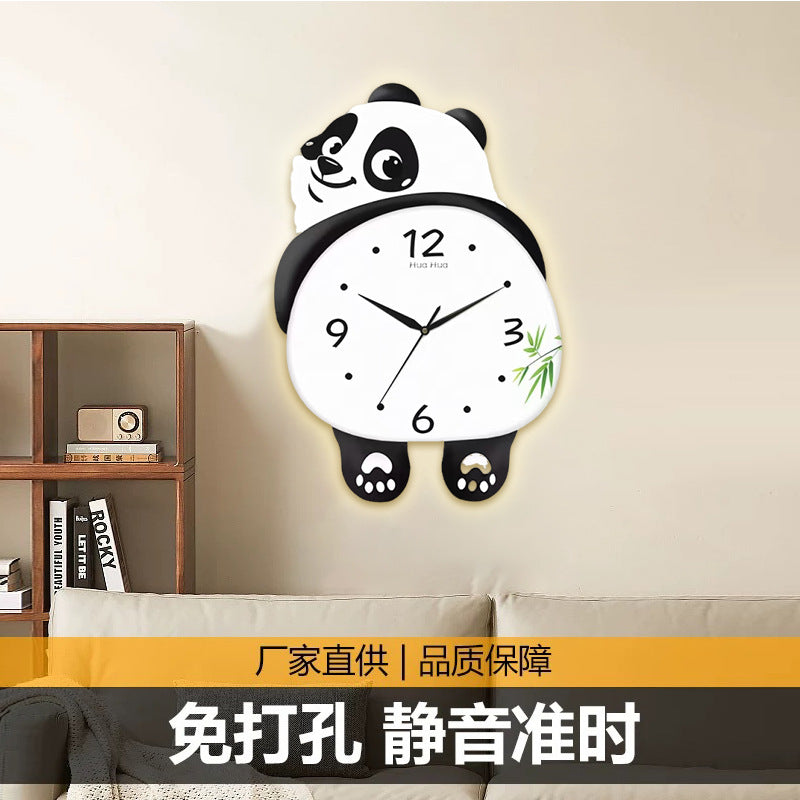 Internet Celebrity Panda Wall Clock Modern Home Living Room Wall Clock Creative Restaurant Cute Decorative Wall Clock Swing Wall Watch