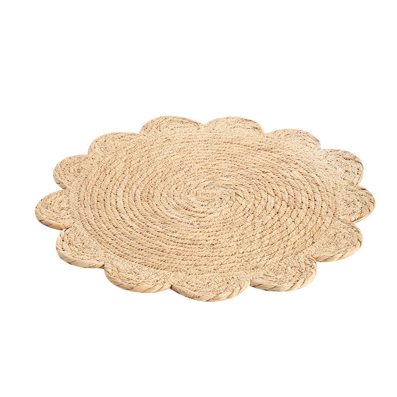 Rattan Heat Insulation Mat Coaster Desktop Heat Insulation Protection Mat Wool Woven Placemat Desktop Decoration Coaster Corn Leather Mat