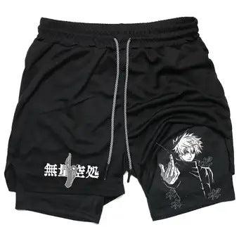 Cross-Border Export Manufacturer Shorts Anime Series Printed Double-Layer Fitness Sports 2025 Spring New Casual Pants