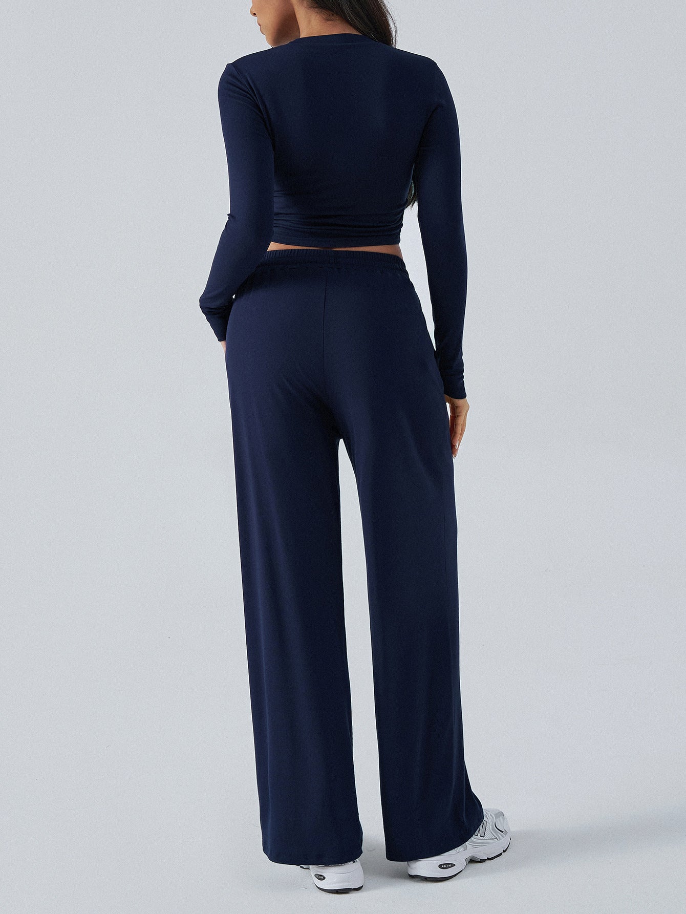 European And American Cross-Border Amazon Y2K Suit Autumn And Winter Women's Lace Pure Color Waist Fashion Wide-Leg Casual Pants For Women