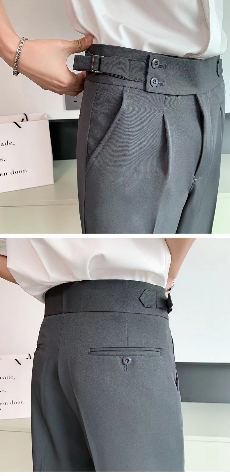 Source Manufacturers Homemade Men's Naples British Vertical High Waist Straight Pants Summer Casual Pants Fashion Pants