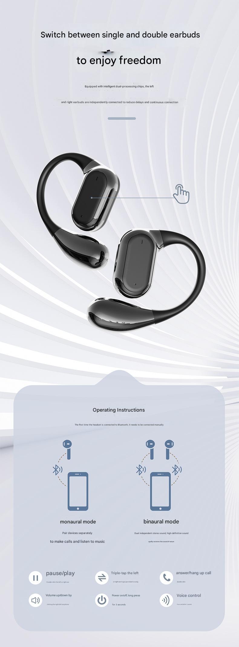 New Cross-border Q13 Non-in-ear Bluetooth Headset Ear-hanging Sports Portable Headset Long Endurance Noise Reduction Wholesale