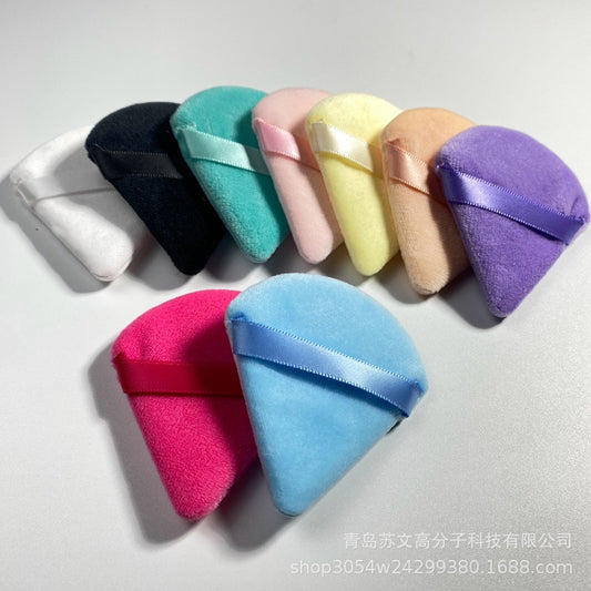 Triangle Crystal Flocking Powder Puff Short Velvet Powder Powder Powder Powder Puff Crystal Velvet Makeup Super Soft Makeup Air Cushion