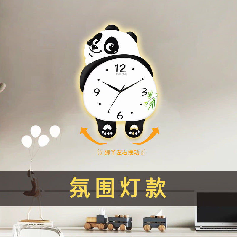 Internet Celebrity Panda Wall Clock Modern Home Living Room Wall Clock Creative Restaurant Cute Decorative Wall Clock Swing Wall Watch